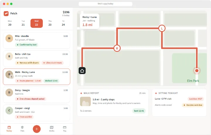 Fetch sample app, finished screen