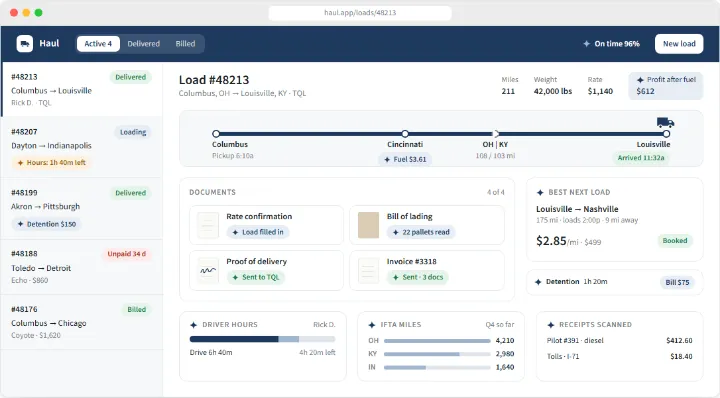 Haul sample app, finished screen