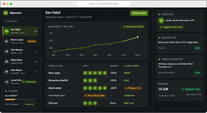 Repcount sample app, finished screen