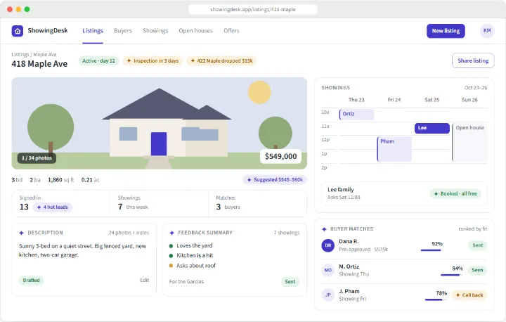 ShowingDesk sample app, finished screen
